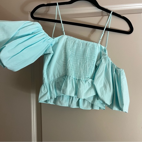 Zara blue off shoulder top - Picture 3 of 4